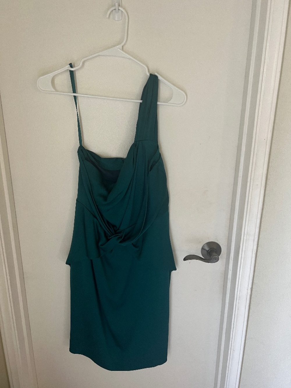 Banana Republic Silk One Shoulder Dress with Twist Detail in Teal - Size 6